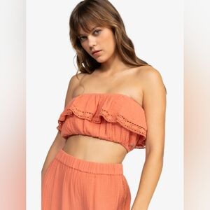 NWT Roxy Golden Tropic -‎ Tube Top for Women Size LG apricot brandy Color